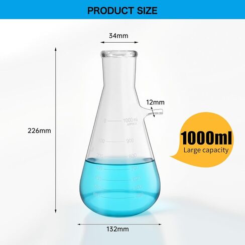 1000ml Borosilicate Glass Filtering Flask,Glass Bolt Neck with Tubulation（1Pack in Kuwait