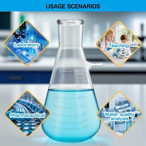 1000ml Borosilicate Glass Filtering Flask,Glass Bolt Neck with Tubulation（1Pack in Kuwait