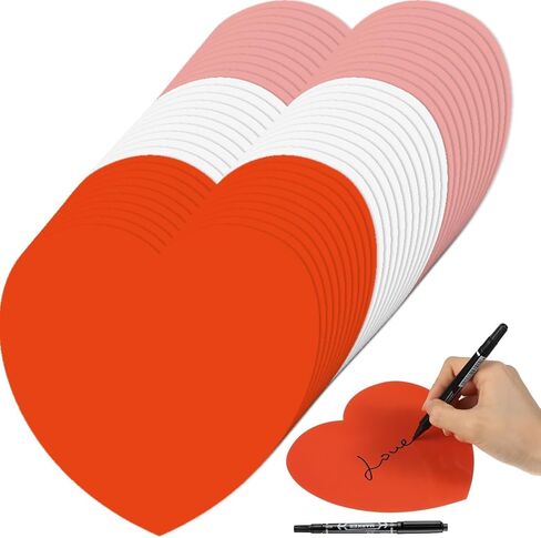 Qilery 100 Pcs 6 Inch Large Heart Cutouts with 2 Pcs Marker Pens Valentine's Day Paper Cutouts Heart Bulletin Board Decoration for Kids Classroom Craft Projects(Pink, White, Red) in Kuwait