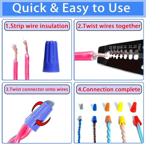 Wire Connectors Insulating Insert Twist Electrical Spring Portable Caps Quick Connection Colorful Caps Electrical Splice Butt Splice Connector Kit Butt in Kuwait