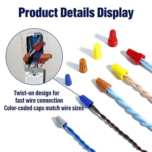 Wire Connectors Insulating Insert Twist Electrical Spring Portable Caps Quick Connection Colorful Caps Electrical Splice Butt Splice Connector Kit Butt in Kuwait