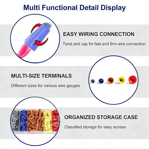 Wire Connectors Insulating Insert Twist Electrical Spring Portable Caps Quick Connection Colorful Caps Electrical Splice Butt Splice Connector Kit Butt in Kuwait