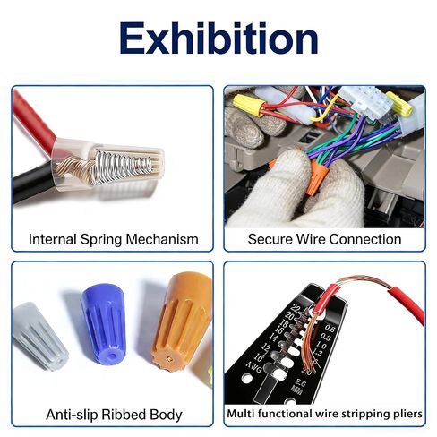 Wire Connectors Insulating Insert Twist Electrical Spring Portable Caps Quick Connection Colorful Caps Electrical Splice Butt Splice Connector Kit Butt in Kuwait