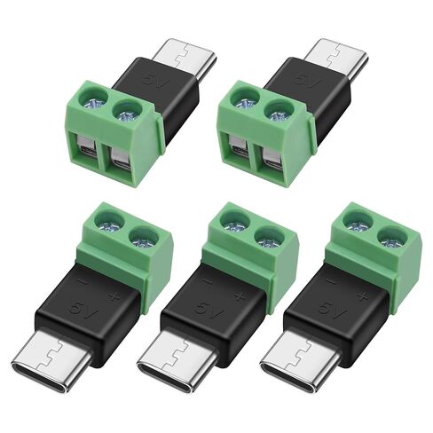 MEIRIYFA USB نوع C موصل برغي طرفي محول USB C ذكر إلى 2 دبوس كتلة طرفية 5 فولت 1.5 أمبير لإصلاح شحن الطاقة DIY 5 قطع in Saudi Arabia