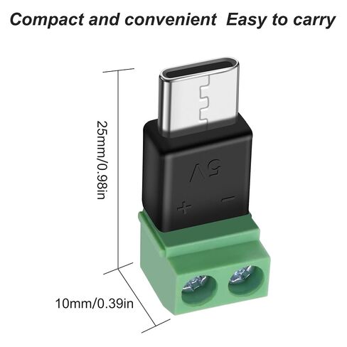 MEIRIYFA USB نوع C موصل برغي طرفي محول USB C ذكر إلى 2 دبوس كتلة طرفية 5 فولت 1.5 أمبير لإصلاح شحن الطاقة DIY 5 قطع in Saudi Arabia