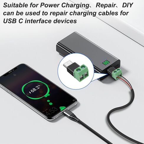 MEIRIYFA USB نوع C موصل برغي طرفي محول USB C ذكر إلى 2 دبوس كتلة طرفية 5 فولت 1.5 أمبير لإصلاح شحن الطاقة DIY 5 قطع in Saudi Arabia