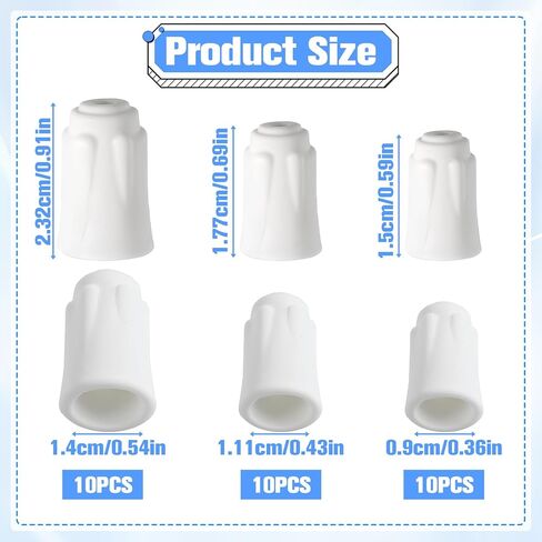 30 PCS Ceramic Wire Nuts, White High Temp Ceramic Wire Connectors, 18-8, 22-10, 22-14 AWG High Temperature Wire Connectors, Electrical Wire Nuts for Electrical Repairs(Small, Medium, Large) in Saudi Arabia