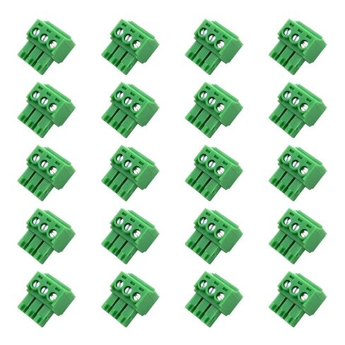20PCS 3 Pin 3.5mm Pitch PCB Green Pluggable Terminal Block Connector with Separate Screw Hole (20Pcs 3P 3.5MM) in Saudi Arabia