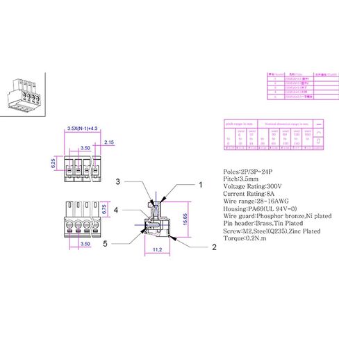 20PCS 3 Pin 3.5mm Pitch PCB Green Pluggable Terminal Block Connector with Separate Screw Hole (20Pcs 3P 3.5MM) in Saudi Arabia