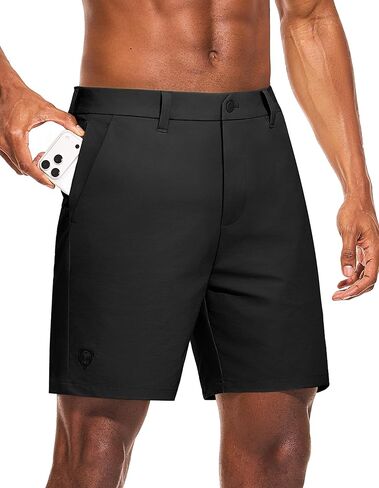 PULI Men's Golf Shorts 7 Inch Inseam Stretchy Waterproof with 5 Pockets for Travel Hiking Casual Business in Saudi Arabia
