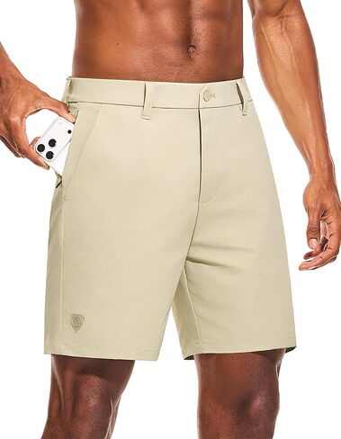 PULI Men's Golf Shorts 7 Inch Inseam Stretchy Waterproof with 5 Pockets for Travel Hiking Casual Business in Saudi Arabia