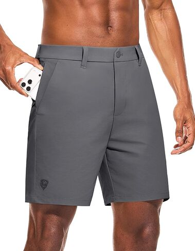 PULI Men's Golf Shorts 7 Inch Inseam Stretchy Waterproof with 5 Pockets for Travel Hiking Casual Business in Saudi Arabia