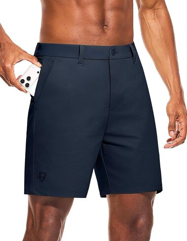 PULI Men's Golf Shorts 7 Inch Inseam Stretchy Waterproof with 5 Pockets for Travel Hiking Casual Business in Saudi Arabia