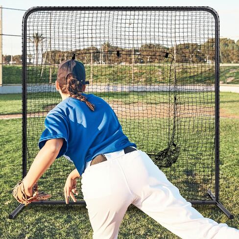 Steel Baseball Hitting Net, 7ft x 7ft Baseball Sock Net Screen Batting Pitching Portable Training Equipment with Exclusive Storage Bag for Practice, Durability for Skill Levels in Saudi Arabia