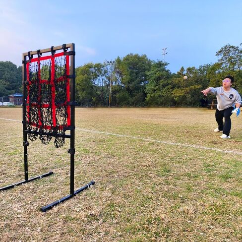 شبكة رمي البيسبول ذات 9 فتحات مع منطقة الضرب، هدف رمي الكرة اللينة المحمولة للبيسبول مع ارتفاع قابل للتعديل، 4 أوتاد أرضية وحقيبة حمل للرمي والضرب والضرب in Kuwait