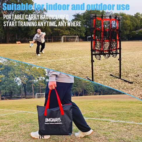 شبكة رمي البيسبول ذات 9 فتحات مع منطقة الضرب، هدف رمي الكرة اللينة المحمولة للبيسبول مع ارتفاع قابل للتعديل، 4 أوتاد أرضية وحقيبة حمل للرمي والضرب والضرب in Kuwait