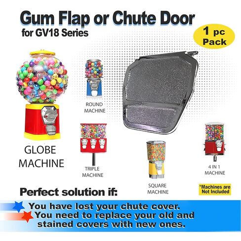 Gumball Machine Chute Lid for GV18 - Chrome Plated Chute Door for Deer Candy Machines. Pack Include 1 pc Gum Flap for Small Gumball Vending Machines GV18F - Replacement Part (1pc) in Saudi Arabia