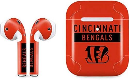 ملصق صوتي من Skinit متوافق مع Apple AirPods 2 - تصميم سلسلة الأداء البرتقالي من NFL Cincinnati Bengals المرخص رسميًا in Saudi Arabia