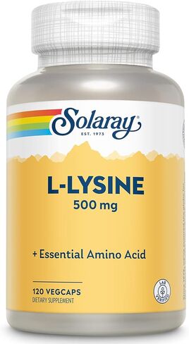 كبسولات SOLARAY L Lysine 500 mg - مكمل للأحماض الأمينية الأساسية ذات الشكل الحر - دعم صحي قوي مع حمض L-Lysine الأميني - تم التحقق منه معمليًا، ضمان لمدة 60 يومًا، 120 وجبة، 120 كبسولة نباتية in Saudi Arabia