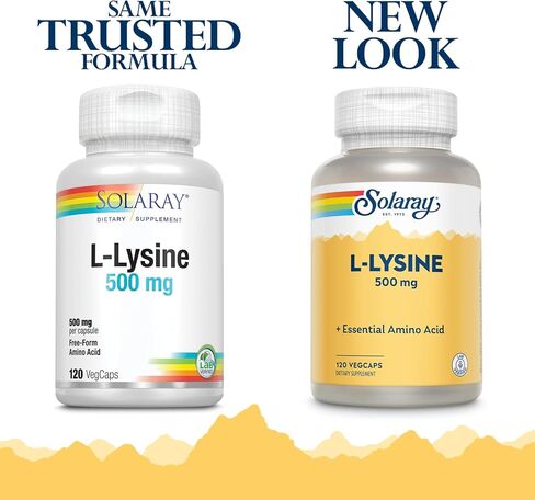 كبسولات SOLARAY L Lysine 500 mg - مكمل للأحماض الأمينية الأساسية ذات الشكل الحر - دعم صحي قوي مع حمض L-Lysine الأميني - تم التحقق منه معمليًا، ضمان لمدة 60 يومًا، 120 وجبة، 120 كبسولة نباتية in Saudi Arabia