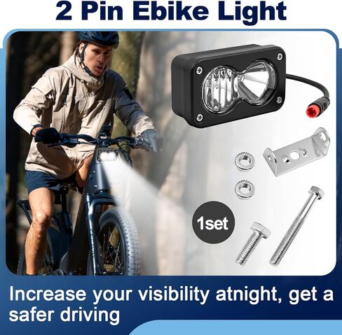 1Set 6000-6500K Ebike Headlight for Rad Power, 2 Pin Headlight for Rad Power Bikes Compatible with RadMini RadRover RadExpand RadRunner Vamoose Mammoth Clear White, 20W Waterproof Ebike LED Light in Saudi Arabia
