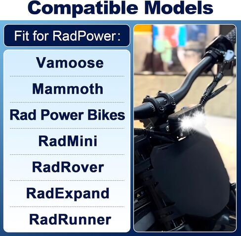 1Set 6000-6500K Ebike Headlight for Rad Power, 2 Pin Headlight for Rad Power Bikes Compatible with RadMini RadRover RadExpand RadRunner Vamoose Mammoth Clear White, 20W Waterproof Ebike LED Light in Saudi Arabia