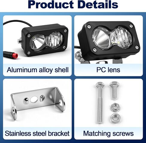 1Set 6000-6500K Ebike Headlight for Rad Power, 2 Pin Headlight for Rad Power Bikes Compatible with RadMini RadRover RadExpand RadRunner Vamoose Mammoth Clear White, 20W Waterproof Ebike LED Light in Saudi Arabia