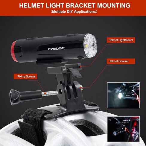 JINKEY Bike Helmet Light Front and Rear, 2-in-1 USB Rechargeable LED Bicycle Headlight & Taillight, IP66 Waterproof, 5 Warning Modes with Mounting Bracket for Night Safety Riding in Kuwait