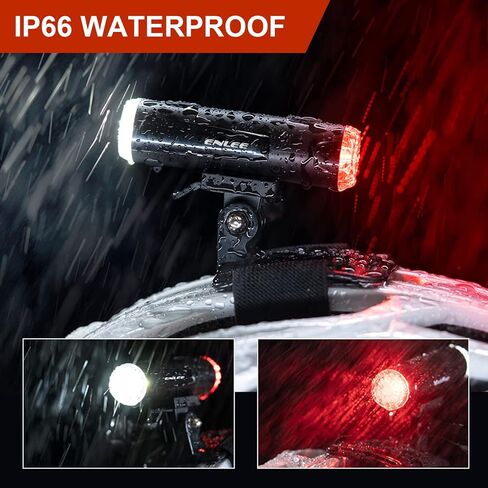 JINKEY Bike Helmet Light Front and Rear, 2-in-1 USB Rechargeable LED Bicycle Headlight & Taillight, IP66 Waterproof, 5 Warning Modes with Mounting Bracket for Night Safety Riding in Kuwait
