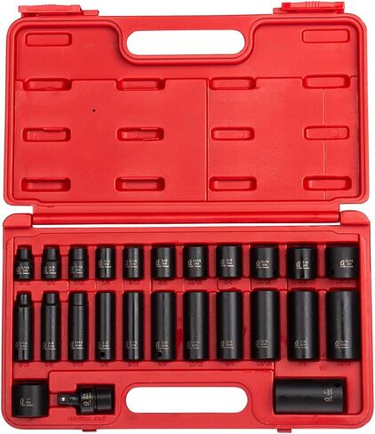 SUNEX TOOLS 3325 3/8-Inch Drive SAE Master Impact Socket Set., Standard/Deep, 6-Point, Cr-Mo, 5/16-Inch - 1-Inch, 25-Piece in Kuwait