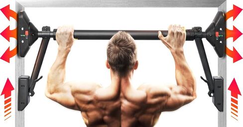 شريط سحب لأعلى/شريط للذقن لأعلى شريط تمرين الجزء العلوي من الجسم | معدات تدريب القوة للياقة البدنية ذات قدرة تحمل فائقة، قفل أمان مزدوج in Kuwait