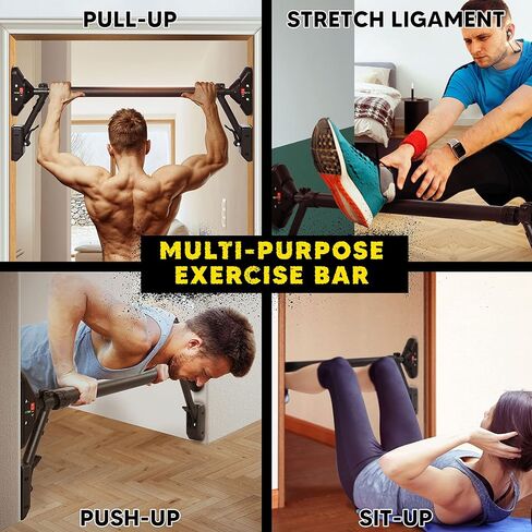 شريط سحب لأعلى/شريط للذقن لأعلى شريط تمرين الجزء العلوي من الجسم | معدات تدريب القوة للياقة البدنية ذات قدرة تحمل فائقة، قفل أمان مزدوج in Kuwait