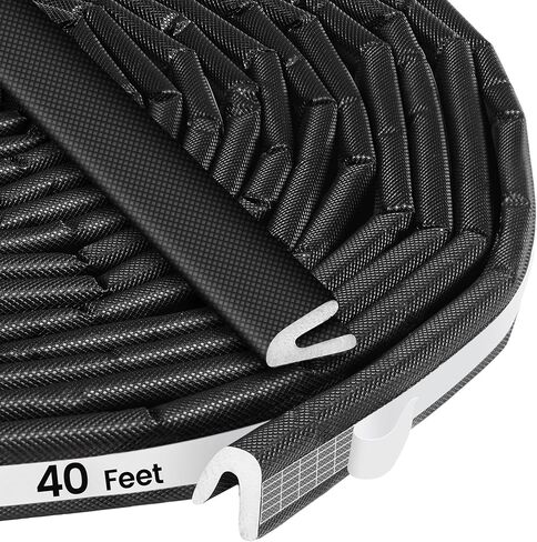 40FT V-Shaped Weatherstripping Door Seal Strip – Self-Adhesive Foam Tape for Doors & Windows, Draft Stopper, Soundproof Gap Filler, Light Blocker, Weatherproof Insulation (Black) in Saudi Arabia