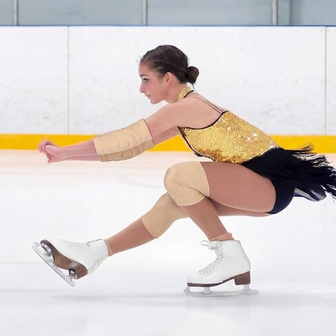 2 Pairs Figure Ice Skating Knee and Gel Elbow Pads Set, Dance Knee Elbow Pads Cushion and Support Cap for Youth Dancing Figure Skating Gymnastic Youth and Adult Women Men in Saudi Arabia