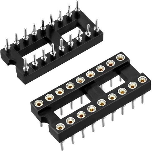 14 Pin DIP IC Socket, 2.54mm Pitch 7.62mm Spacing, Round Machine Pin Solder Type, Through-Hole PCB Mount, 30-Pack in Saudi Arabia