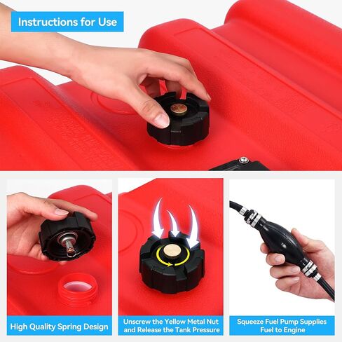 Portable Boat Fuel Gas Tank, 14.5 Gallon/55L HDPE Outboard Marine Fuel Tank with 10Ft Transfer Hose & Gauge for Outboard Engine, Yacht, Fishing Boat, UV-Resistant in Kuwait