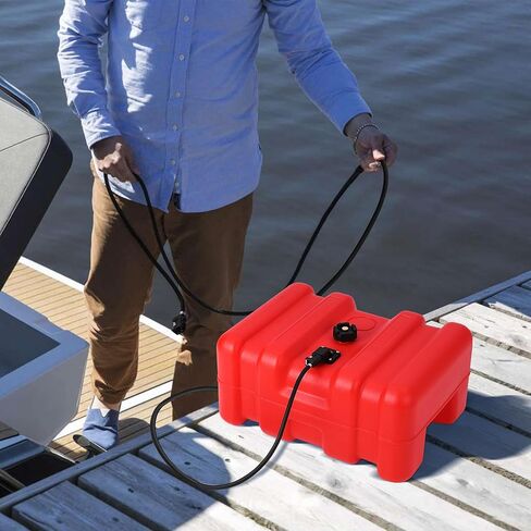 Portable Boat Fuel Gas Tank, 14.5 Gallon/55L HDPE Outboard Marine Fuel Tank with 10Ft Transfer Hose & Gauge for Outboard Engine, Yacht, Fishing Boat, UV-Resistant in Kuwait