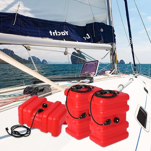 Portable Boat Fuel Gas Tank, 14.5 Gallon/55L HDPE Outboard Marine Fuel Tank with 10Ft Transfer Hose & Gauge for Outboard Engine, Yacht, Fishing Boat, UV-Resistant in Kuwait