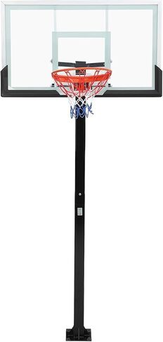 Outdoor in-Ground Basketball System, 8-10Ft Quick-Adjust Height Hoop, 55" Shatterproof Tempered Glass Backboard, Heavy-Duty Stable Base for Driveway, Court, Backyard in Saudi Arabia