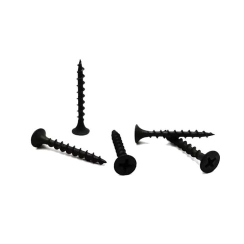 #6 × 1-1/4 بوصة مسامير الحوائط الجافة 280 قطعة مسامير خشبية خشنة 1 رطل رأس تروس مسطح مسامير ذاتية التنصت مطلية بالفوسفات الأسود غير القابل للصدأ سريع التنصت الذاتي LZ-003 in Kuwait