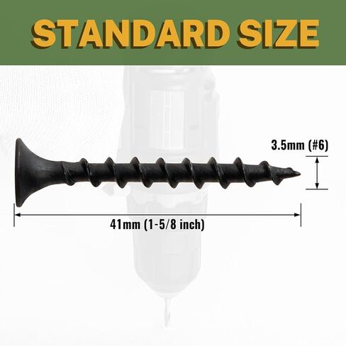 LIONMAX Drywall Screws, 100-PCS #6 x 1-1/4 inch High Strength Sheetrock Screws for Drywall, Wood or Composite Boards, Coarse Thread, Philips Drive, Bugle Head, Black in Saudi Arabia