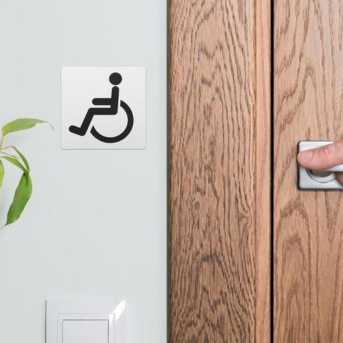 Luxshiny Self-adhesive Acrylic Disabled Washroom Sign 15x15cm Handicap Toilet Label Accessible Restroom Accessibility Sign for Bathroom Door in Saudi Arabia