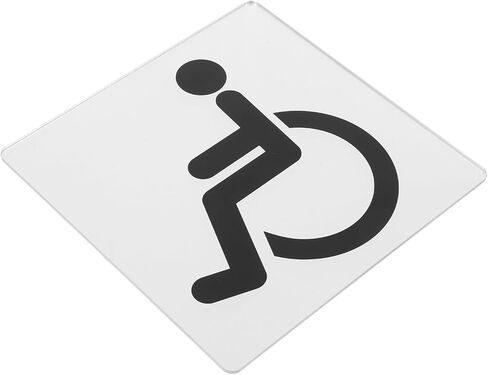 Disabled Washroom Sign 15x15cm Self-adhesive Acrylic Door Label Accessible Handicap Restroom Marker for Wheelchair Users Public and Private Facilities in Saudi Arabia