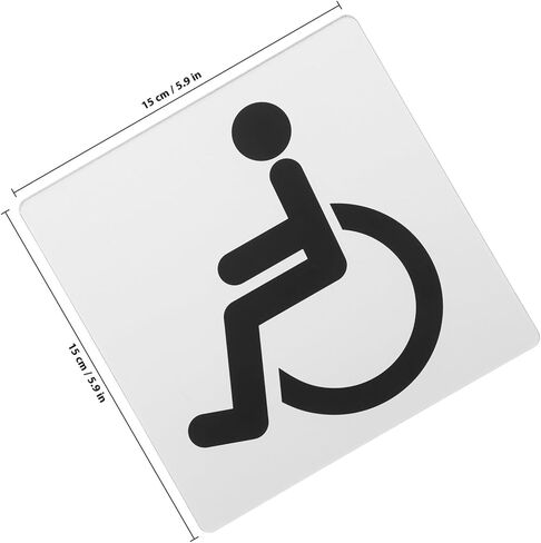 Disabled Washroom Sign 15x15cm Self-adhesive Acrylic Door Label Accessible Handicap Restroom Marker for Wheelchair Users Public and Private Facilities in Saudi Arabia