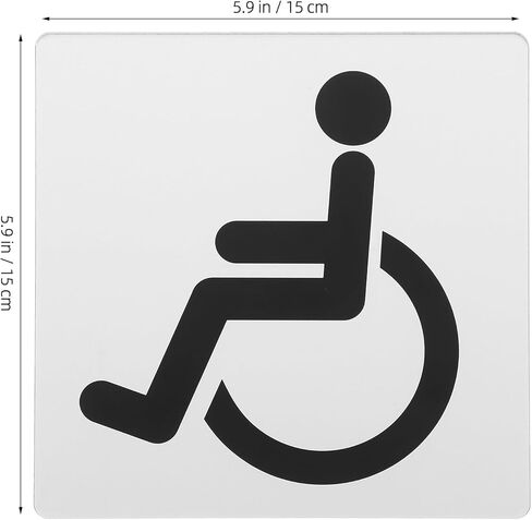 Disabled Washroom Sign 15x15cm Self-adhesive Acrylic Door Label Accessible Handicap Restroom Marker for Wheelchair Users Public and Private Facilities in Saudi Arabia