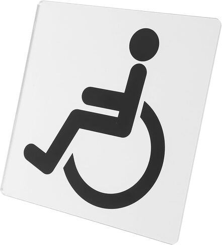 Self-adhesive Acrylic Disabled Restroom Sign 15x15cm Handicap Accessibility Label Wheelchair Bathroom Marker for Public Restrooms in Saudi Arabia
