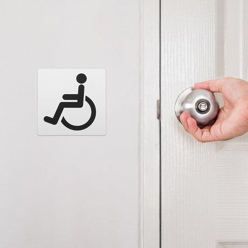 Self-adhesive Acrylic Disabled Restroom Sign 15x15cm Handicap Accessibility Label Wheelchair Bathroom Marker for Public Restrooms in Saudi Arabia