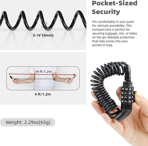 Small Retractable Cable Lock with Code, 4 Digit Combination Lock Outdoor Travel Essentials for Ski Snowboard, Luggage, Suitcase, Motorcycle Helmet, Kids Bike, Stroller Anti Theft, 2-Pack in Saudi Arabia