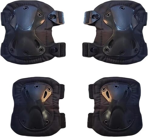 طقم وسادات للركبة والكوع القتالية، 4 قطع معدات شديدة التحمل للتدريب، أسود in Kuwait