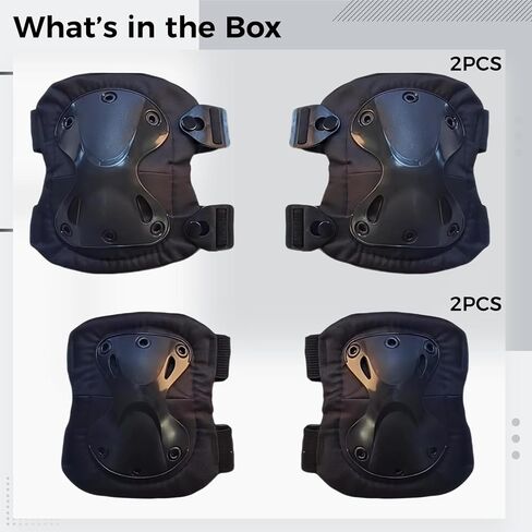 طقم وسادات للركبة والكوع القتالية، 4 قطع معدات شديدة التحمل للتدريب، أسود in Kuwait